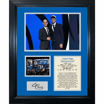 Framed-Cooper-Flagg-2025-NBA-Draft-1st-Pick-Dallas-Mavericks-Facsimile-Laser-Engraved-Signature-Auto-Basketball-11-x-14-Photo-BTTN Cooper Flagg Wall Art: NBA Draft 1st Pick Dallas Mavs Laser Engraved Signature