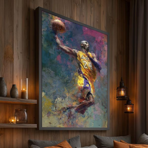 Kobe-Wall-Art-modern--600x600 Kobe Bryant Wall Art Print Canvas: 'Skyward'