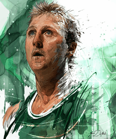 Larry-bird-strt-cnvas-post.webp Larry Bird Wall Display: Stretch Canvas 30x20 - NBA Boston Celtics
