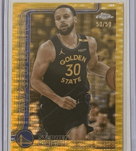 2025-26 Topps Chrome Stephen Curry 201 Gold Pulsar /50
