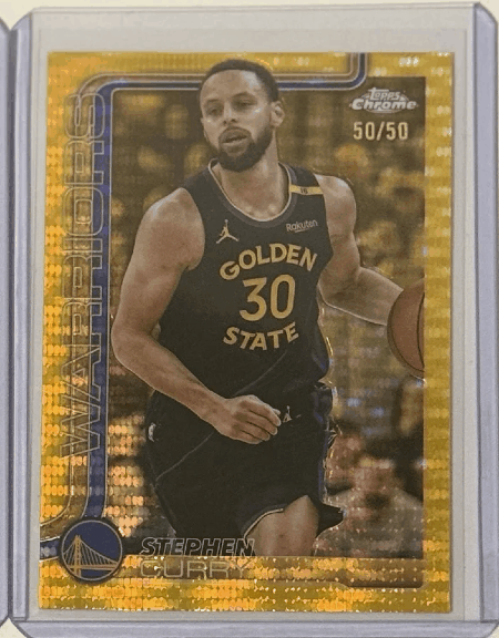 Stephen Curry- 2025-26 Topps Chrome 201 Gold Pulsar-5 2025-26 Topps Chrome Stephen Curry 201 Gold Pulsar /50