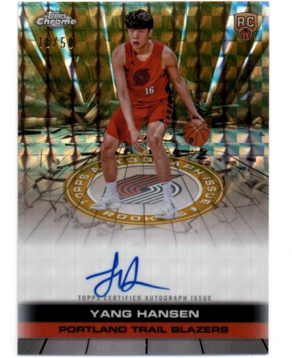 Yang Hansen Trading Card-2025-26 Topps Chrome Gold Rookie Autograph Yang Hansen Trading Card: 2025-26 Topps Chrome Gold Rookie Autograph