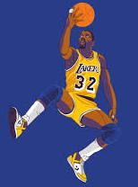 magic-graphic-image-MINI-PIN Magic Johnson Lakers Poster: 'Layup Graphic'